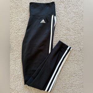 Adidas Black Leggings with White Stripes
